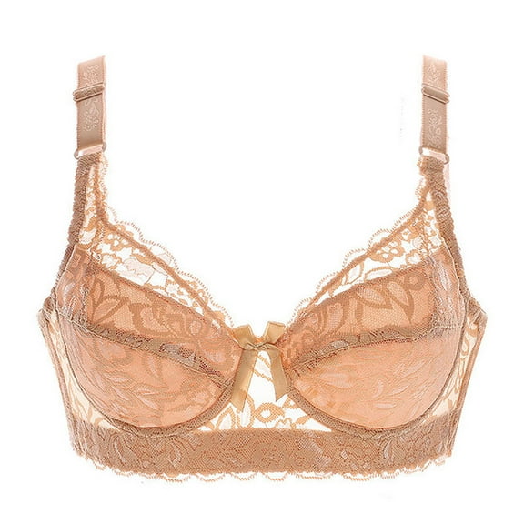 TAGOLD Womens Plus Size Bra,Summer Casual Bras for Womens,Woman's Embroidered Glossy Comfortable Breathable Bra Underwear With Rims