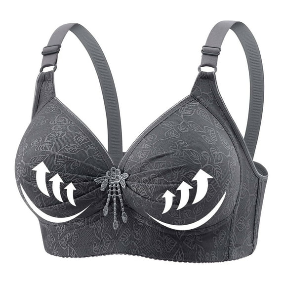 Summer Savings Clearance 2025! TAGOLD Womens Plus Size Bra Clearance,Summer Casual Bras for Womens,Woman's Printing Gathered Together Large Size Daily Bra Underwear No Rims