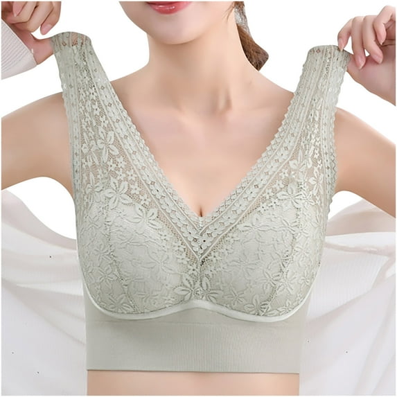 TAGOLD Womens Plus Size Bra,Summer Casual Bras for Womens,Women Lady Lace Gathered Bra Plus Size Sports Bra Underwear Yoga Hollow Out Bra Cup