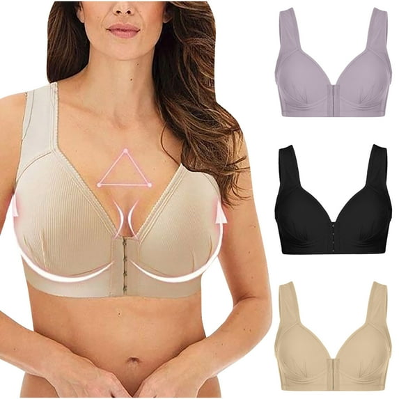 Summer Savings Clearance 2025! TAGOLD Womens Plus Size Bra Clearance,Summer Casual Bras for Womens,Women's Solid Color Bra Underwear 3-piece Bra Daily Underwear