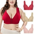 thumbnail image 1 of Summer Savings Clearance 2025! TAGOLD Womens Plus Size Bra Clearance,Summer Casual Bras for Womens,Women's Solid Color Bra Underwear 3-piece Bra Daily Underwear, 1 of 5