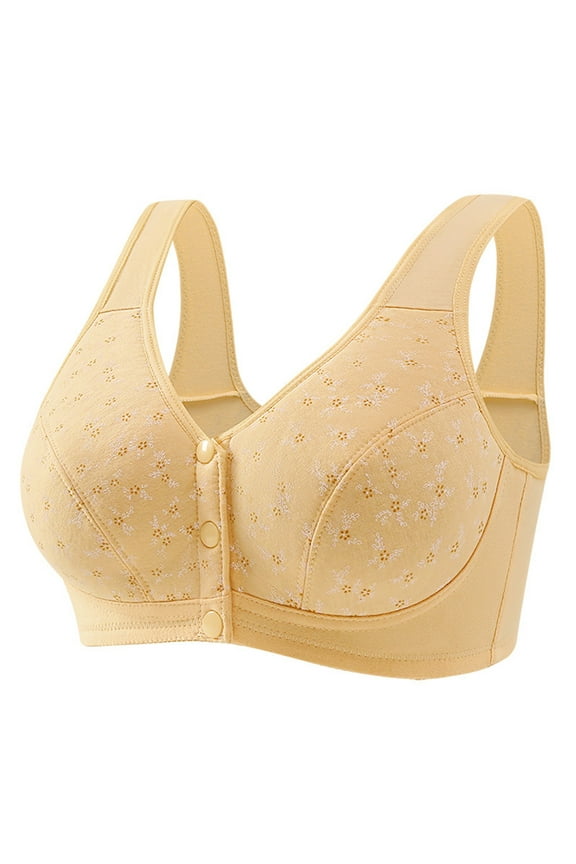 Womens Plus Size Bra,Summer Bras for Womens,Women's Sexy Comfortable Soft Solid Color Front Open Button Underwear Large Size Bra Secondary Breast