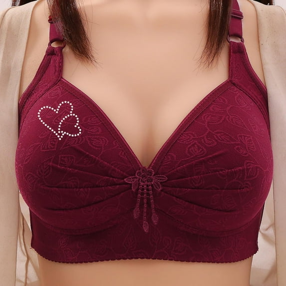 TAGOLD Womens Summer Plus Size Bra,Womens Bra,Womens's Lace Flower Gathered Together Large Size Daily Bra Underwear No Rims