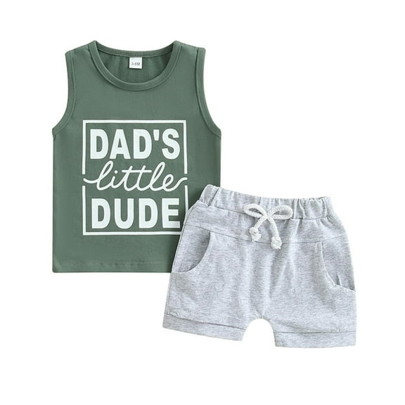 THDHVS Baby Boy Outfits,Newborn Boy Outfits,Boy Clothes Toddler Baby Boys Summer Outfits Sleeveless T-Shirt Shorts Set Green 3-6 Months
