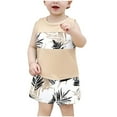 thumbnail image 1 of THDHVS Baby Boy Outfits,Newborn Boy Outfits,Toddler Baby Boy Summer Outfit Sleeveless T Shirt Top Casual Shorts Set Infant Newborn Clothes Khaki 3-6 Months, 1 of 8