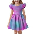 thumbnail image 1 of THDHVS Dresses for Girls,Girls Sleeveless Stretchy Dress A Line Twirly Skater School Recital Short Sleeve Round Neck Dress Purple, 1 of 7