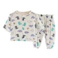 thumbnail image 1 of THDHVS Girls Casual Outfits,Kid's Summer Cotton Yarn Comfortable and Refreshing Pajamas Set Cardigan 3 4 Sleeve Pants Home Clothes Set, 1 of 3
