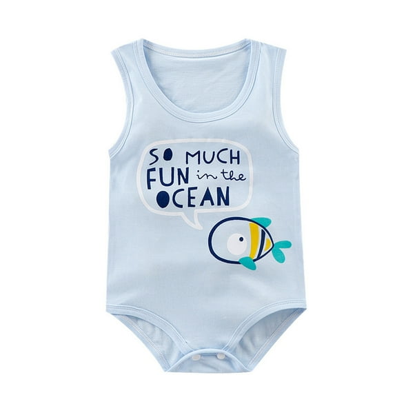 THDHVS Newborn Girl Casual Outfits,Toddler Girls Boys Short Sleeve Print Color T Shirt Round Neck Jumpsuit Romper Light Blue