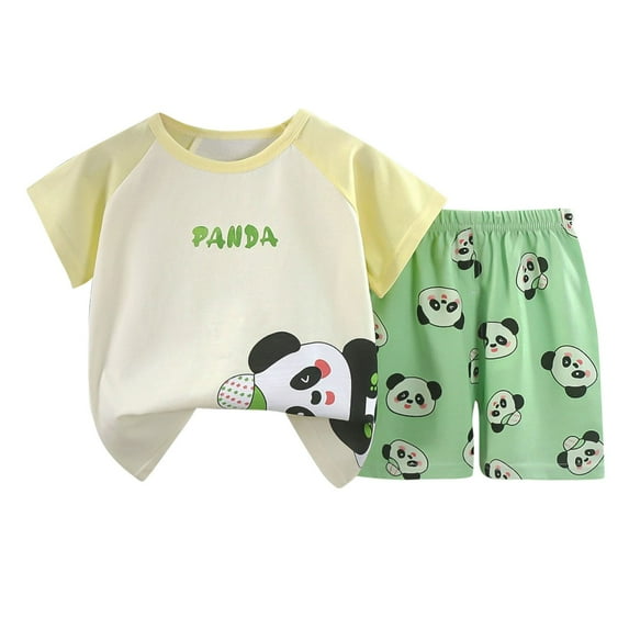 THDHVS Baby Outfits,Toddler Outfits for Boys,Toddler Boy Summer Outfits Short Sleeve Dinosaur Print Patchwork Top T-shirt with Pocket Pant Set Green 18-24 Months