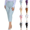 thumbnail image 1 of Summer Savings Clearance 2025! THDHVS Bermuda Shorts for Women,Women's Shorts,Solid Color Fashion Casual Slim Pocket Waist 7/10 Pants Dark Gray S, 1 of 6
