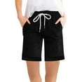 thumbnail image 1 of THDHVS Black Shorts Women,Shorts for Women,Solid Color Casual Shorts Women's Summer Comfy Cotton Linen Elastic Waist Drawstring Shorts with Pockets Black 2XL, 1 of 7
