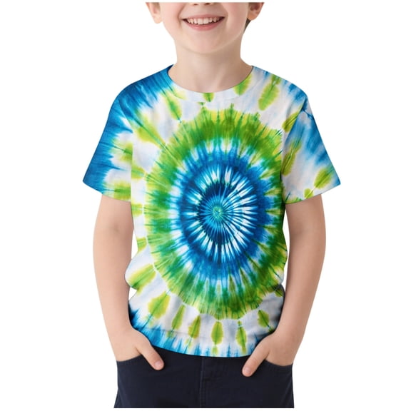 THDHVS Boys Shirts,Boys T Shirts,Kid's Short Sleeve Print Pattern T-shirt Round Neck Casual Versatile Top for Kids Multicolor 9-10 Years