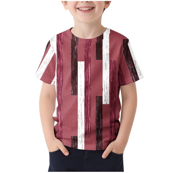 THDHVS Boys Shirts,Shirts for Boys,Summer Fashion Boys' Solid Athletic Short Sleeve Graphic T-Shirts Red 9-10 Years
