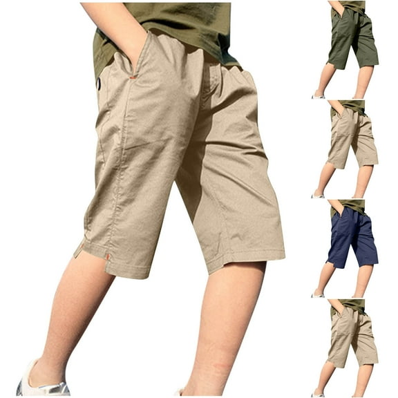 THDHVS Boys Shorts,Shorts for Boys,Summer Boys' Classic Cargo Short Khaki 9-10 Years