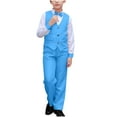 thumbnail image 1 of THDHVS Boys Suit,Boys Summer Outfits,Boy's Solid Color Casual Suit Performance Suit Formal Dress and Wearing A Bow Tie Sets Sky Blue 7-8 Years, 1 of 4