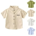 thumbnail image 1 of THDHVS Boys Shirts,Shirts for Boys,Kids Shirt Cool Summer Casual Blouse Short Sleeve Button Down Tops Blue 7-8 Years, 1 of 7