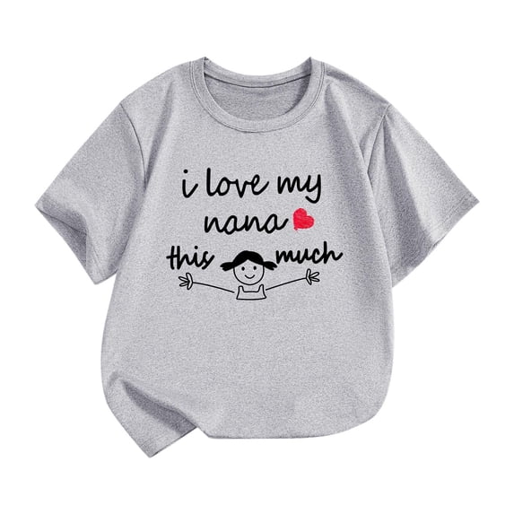 THDHVS Boys Summer T-shirts,Toddler Casual Tops,Kid's Mother's Day Print Round Neck Short Sleeve Loose Casual T-shirt for Outerwear Short Sleeve Round Neck Top/shirt Gray 4-5 Years