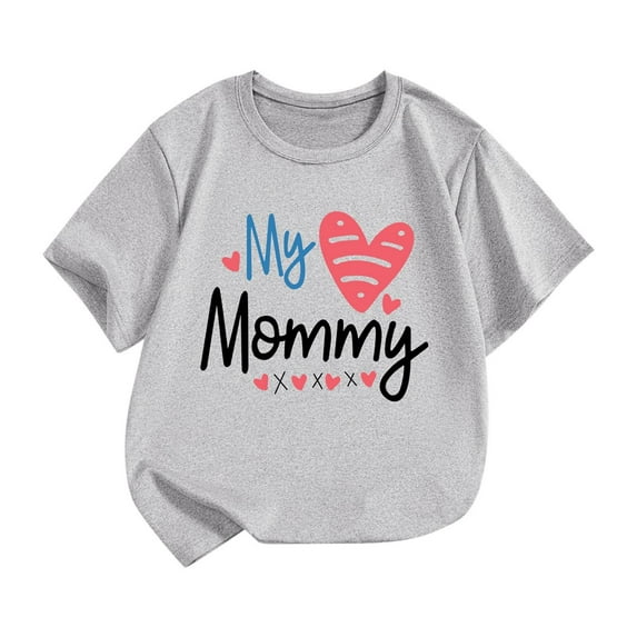 THDHVS Boys Summer T-shirts,Toddler Casual Tops,Mother's Day Print Round Neck Short Sleeve Loose Casual T-shirt for Outerwear Short Sleeve Round Neck Top/shirt Gray 8-10 Years