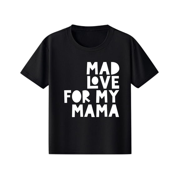 THDHVS Boys Summer T-shirts,Toddler Casual Tops,Short Sleeve Crew Neck Boys T-Shirt with Chest Print Soft Cotton Shirts Black 2-3 Years
