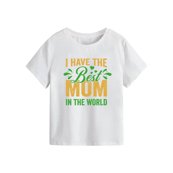 THDHVS Boys Summer T-shirts,Toddler Casual Tops,Short Sleeve Crew Neck Boys T-Shirt with Chest Print Soft Cotton Shirts White 4-5 Years