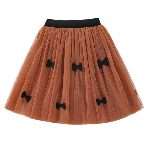 THDHVS Casual Skirts for Girls,Kids Summer Skirts,Girls Solid Color Bow Multi-layer Skirt Summer Dance Performance Costume Brown 2-3 Years