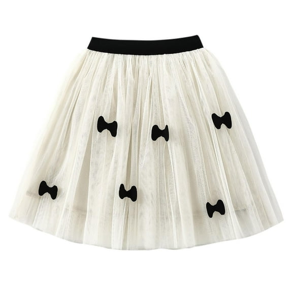 THDHVS Casual Skirts for Girls,Kids Summer Skirts,Girls Solid Color Bow Multi-layer Skirt Summer Dance Performance Costume White 11-12 Years