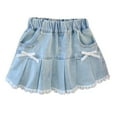 thumbnail image 1 of THDHVS Denim Skirt,Casual Skirts for Girls,Little Girl's Denim Skirts Mini Flared Pleated Toddler Jean Skorts with Pockets Blue 2-3 Years, 1 of 5