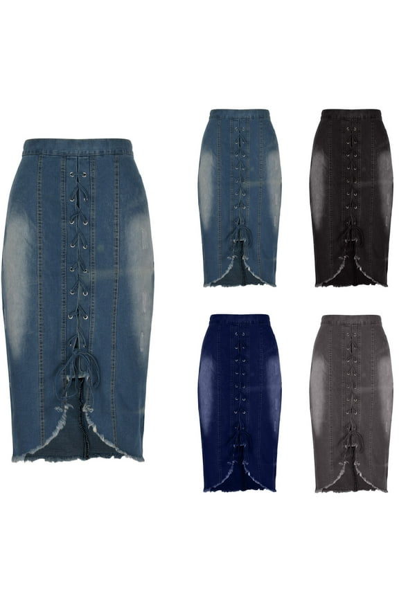 Denim Skirt,Jean Skirts for Women Denim,Women's Casual Paperbag Elastic High Waist A Line Long Maxi Flare Denim Skirt Black S