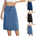 thumbnail image 1 of THDHVS Denim Skirt,Jean Skirts for Women Denim,Women's Long Denim Skirt Stretch Jean Skirt for Office and Casual Wear Black 2XL, 1 of 6