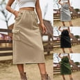 thumbnail image 1 of THDHVS Women's Skirts,Skirts for Women Trendy,Womens Super Comfy Stretch Denim Skirt Army Green M, 1 of 1