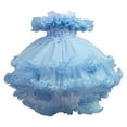 thumbnail image 1 of THDHVS Flower Girl Dress,Dresses for Girls,Summer Solid Color Mesh Princess Dress Z-Shoulder Wedding Party Dress for Kids Girls Blue 4-5 Years, 1 of 7