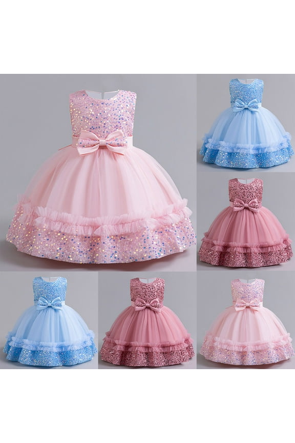 Baby Girl Dress,Flower Girl Dress for Wedding,Flower Girls Dress Bridesmaid Wedding Pageant Dresses Princess Birthday Party Blue 2-3 Years