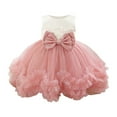 thumbnail image 1 of THDHVS Flower Girl Dress for Wedding,Girls Dresses,Baby Girl Round Neck Sleeveless Solid Color Skirt Princess Dress Performance Party Birthday Dress Pink 9-12 Months, 1 of 7