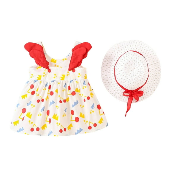 THDHVS Summer Dresses for Kids,Girls Casual Dresses,Toddler Girl Dresses Infant Sleeveless Summer Tank Dress Sundress Red 6-12 Months