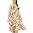 thumbnail image 1 of THDHVS Summer Dresses for Kids,Girls Casual Dresses,Girls Summer Fahion Print Dress Cute Sweet Casual Beach Sundress Yellow 13-14 Years, 1 of 3
