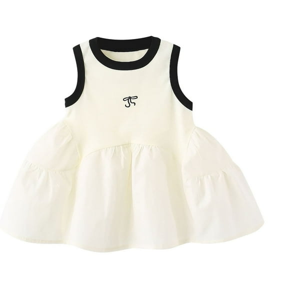 THDHVS Girls Casual Dresses,Toddler Girl Sporty Dress Summer Clothes Ruffle Sleeveless Kids Dresses Sport Causal Beach Sundress Girl Outfits Black 6-12 Months