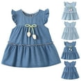 thumbnail image 1 of THDHVS Girls Denim Dress,Baby Dress,Toddler Girl Short Ruffle Sleeve Jean Birthday Party Dresses Light Blue 12-24 Months, 1 of 5