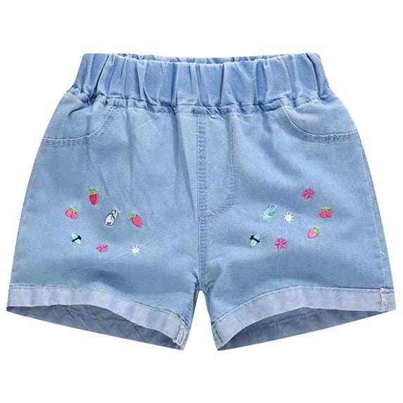 THDHVS Girls Jean Shorts,Girls Shorts,Summer Thin Style Medium Size Kids'and Girls' Print Denim Shorts with Pockets for Sports and Casual Wear