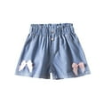 thumbnail image 1 of THDHVS Girls Jean Shorts,Girls' Shorts,Girls Slim Fits Denim Shorts Elastic Inside Ripped Hem Hot Jean Summer Pants Blue 5-6 Years, 1 of 7