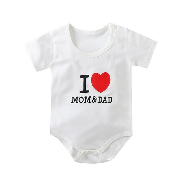 THDHVS Newborn Girl Clothes,Baby Clothes Boy,Unisex Baby Side Snap Bodysuit Short Sleeve Summer Round Neck Print Romper White 0-6 Months