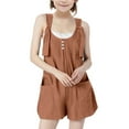 thumbnail image 1 of Summer Savings Clearance 2025! THDHVS Girls Romper,Rompers for Girls,Kids Summer Strap Short Adjustable Shoulder Strap Jumpsuit Sleeveless Loose Overalls Cute Rompers Brown 5-6 Years, 1 of 6