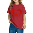 thumbnail image 1 of THDHVS Girls Summer T-Shirts,Girls Short Sleeve Heart Print T-Shirts Casual Cotton Tee Tops Blouse Red 9-10 Years, 1 of 7