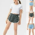 thumbnail image 1 of THDHVS Girls Athletic Shorts,Shorts for Teen Girls,Girls' Fashion Checkered and Waist Pocket Sports Yoga Shorts Blue 6-8 Years, 1 of 7