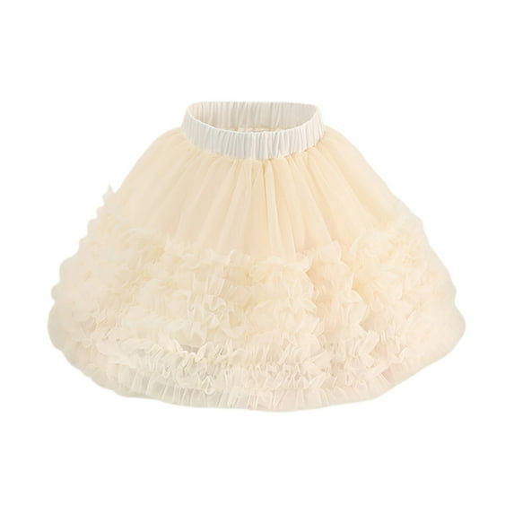 THDHVS Tutu Skirt for Girls,Girls Skirts,Girls' Fashion Solid Color Mesh High Waist Cake Skirt Half Skirt Stretchy Breathable Performance Skirts 6-7 Years