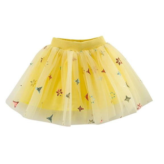 THDHVS Casual Skirts for Girls,Kids Summer Skirts,Toddler Girl's A Line Knee Length Layered Long Party Skirt for Little Girls Yellow 2-3 Years