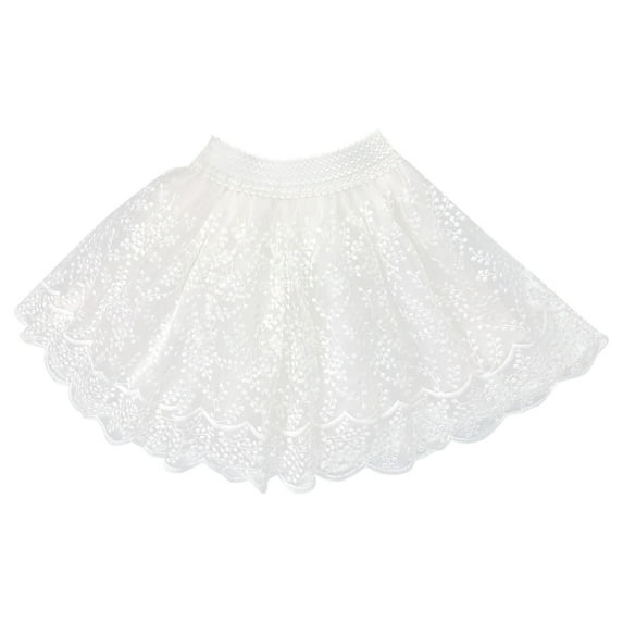 THDHVS Casual Skirts for Girls,Kids Summer Skirts,Girl's Layered Skirt Princess Skirt White 7-8 Years