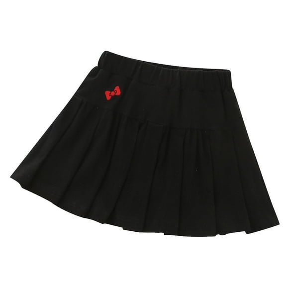 THDHVS Girls Skorts,Skirts for Girls,Fashion Girl's Elastic Waist Bow Pleated Skirt Versatile Casual Half Skirt Black 1-2 Years