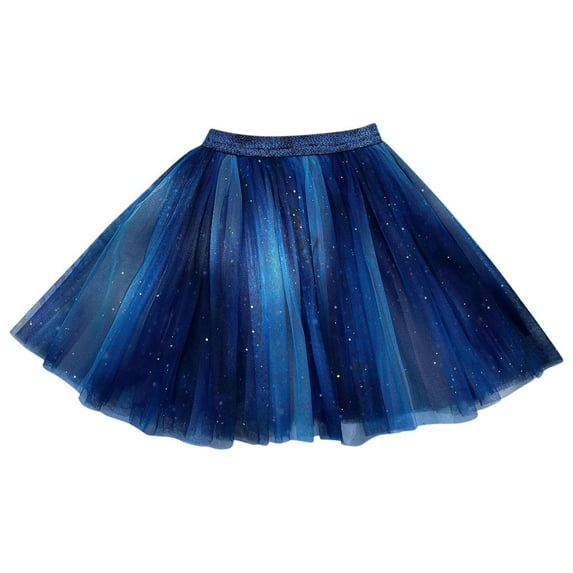 THDHVS Casual Skirts for Girls,Kids Summer Skirts,Girls Ruffle Skirt Elastic Waist Sequin Skirt for Party Blue 2-3 Years