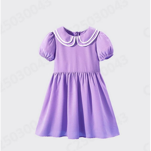 THDHVS Girls Casual Dresses,Summer Dresses for Kids,Fashion Girls Summer Short Sleeve Round Neck Ruffle Dress Princess Skirt