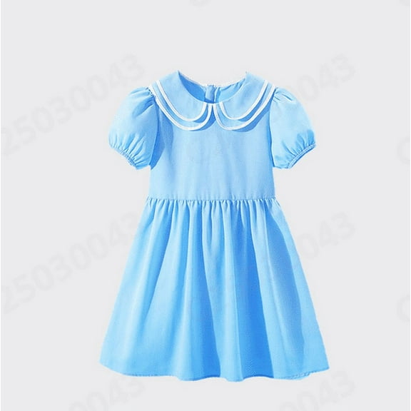 THDHVS Girls Casual Dresses,Summer Dresses for Kids,Fashion Girls Summer Short Sleeve Round Neck Ruffle Dress Princess Skirt